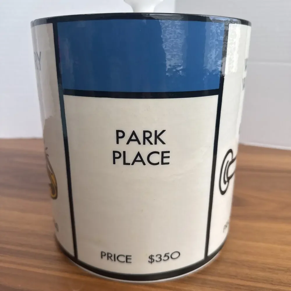 Vintage Monopoly Retro Ice Bucket With Lid -Park Place, Luxury Tax, Collectible